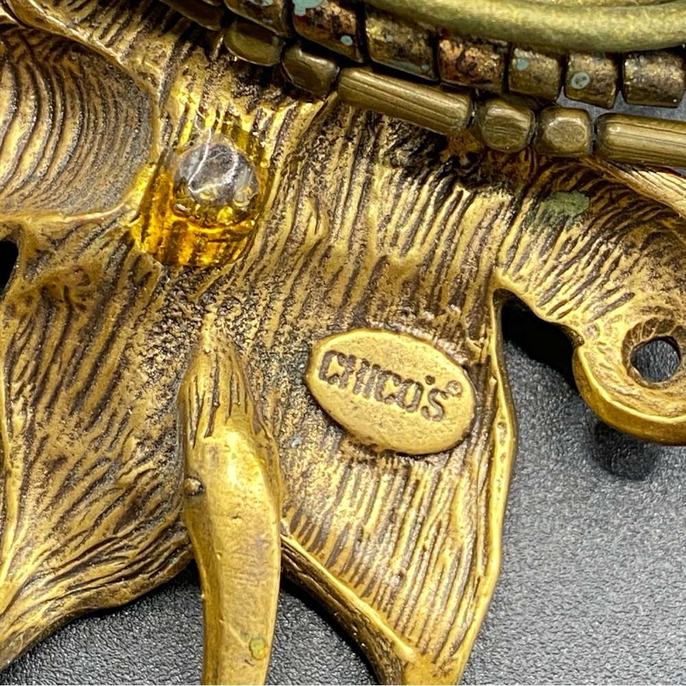 CHICO'S Gold Floral Corded Necklace Multistrand Bohemian Style - Picture 4 of 9